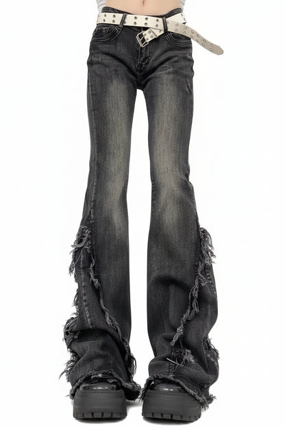 American-Style Retro Frayed Jeans