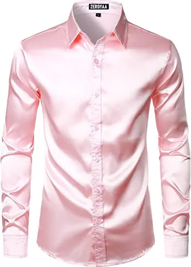 Men's Shiny Disco Short Sleeve Shirt for Casual Wear