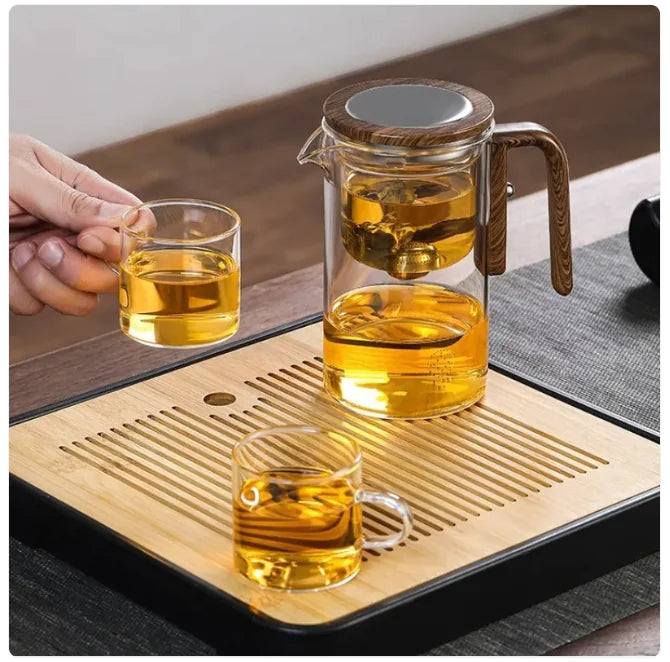Elegant Glass Teapot Duo-Tone