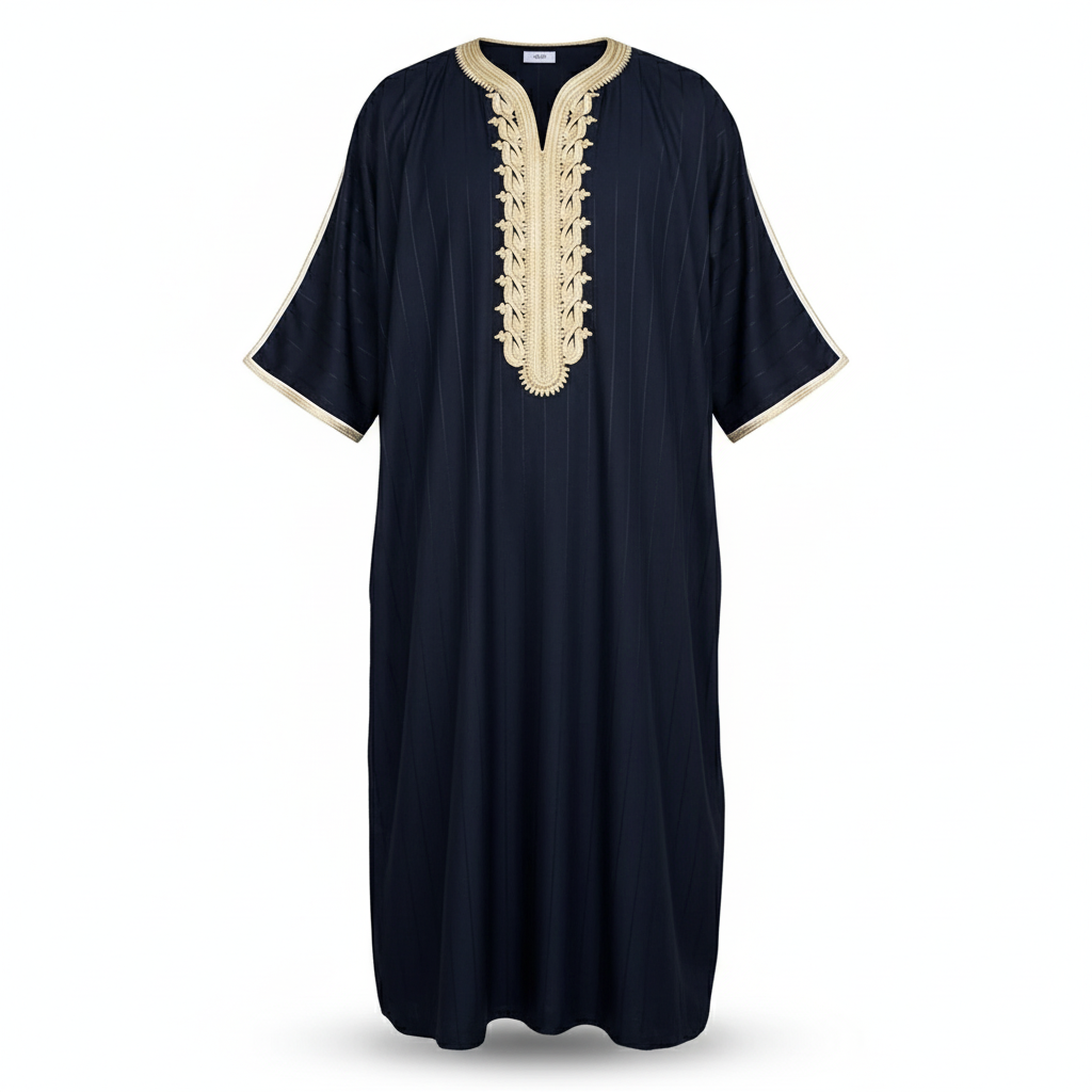 Men's Black Long Shirt Muslim Robe
