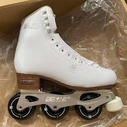 Feng Quan Professional 3 Wheel Inline Skates – Figure Roller Blades with Front Brake Stopper for Outdoor Skating