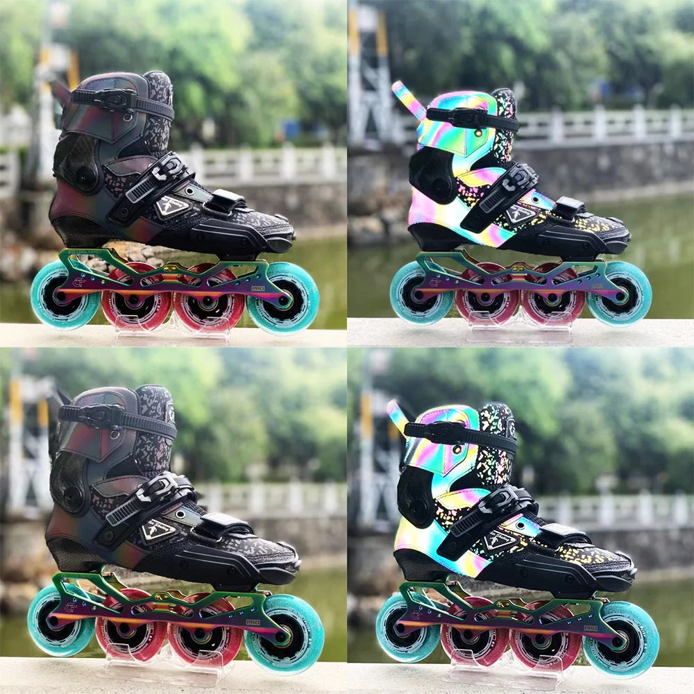 Professional Carbon Fiber Adult Inline Skates – Slalom Roller Blades with Carbon Cuff for Freestyle & Urban Skating