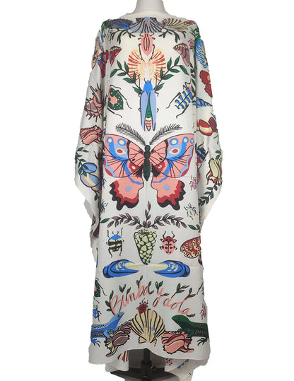 Sweet Butterfly Floral Kaftan Dress