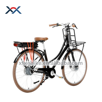 Vintage Women’s Electric City Bike, 36V 14.5Ah Lithium Battery, 250W Motor, Disc Brakes & Rear Carrier
