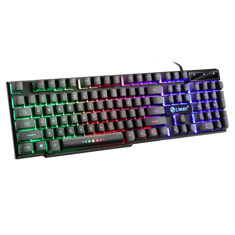 USB Wired PC Rainbow Colorful LED Backlit Gaming Keyboard Mouse Set
