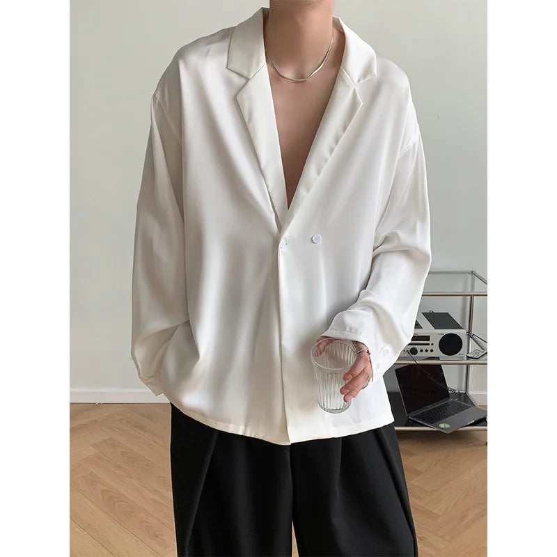 Men's Silk Korean Blazer | Black & White