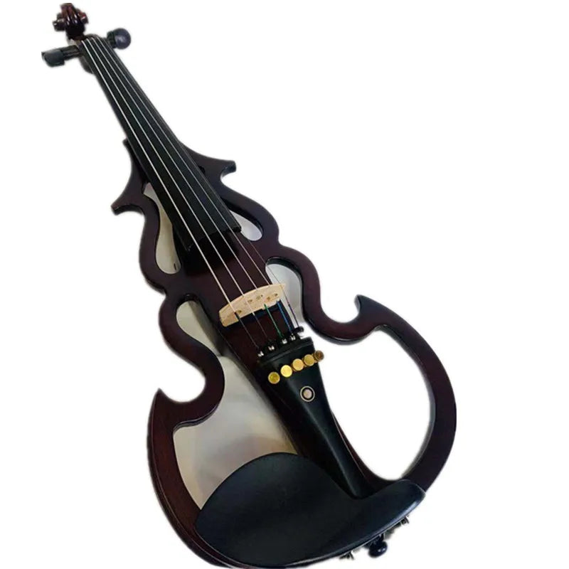 5 strings 4/4 electric violin High quality brown solid wood Pure handmade