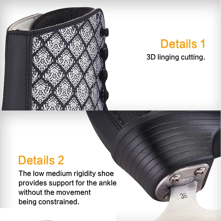 Women's Professional Ice Winter Ice-Skate Boots with Stainless Steel Blades