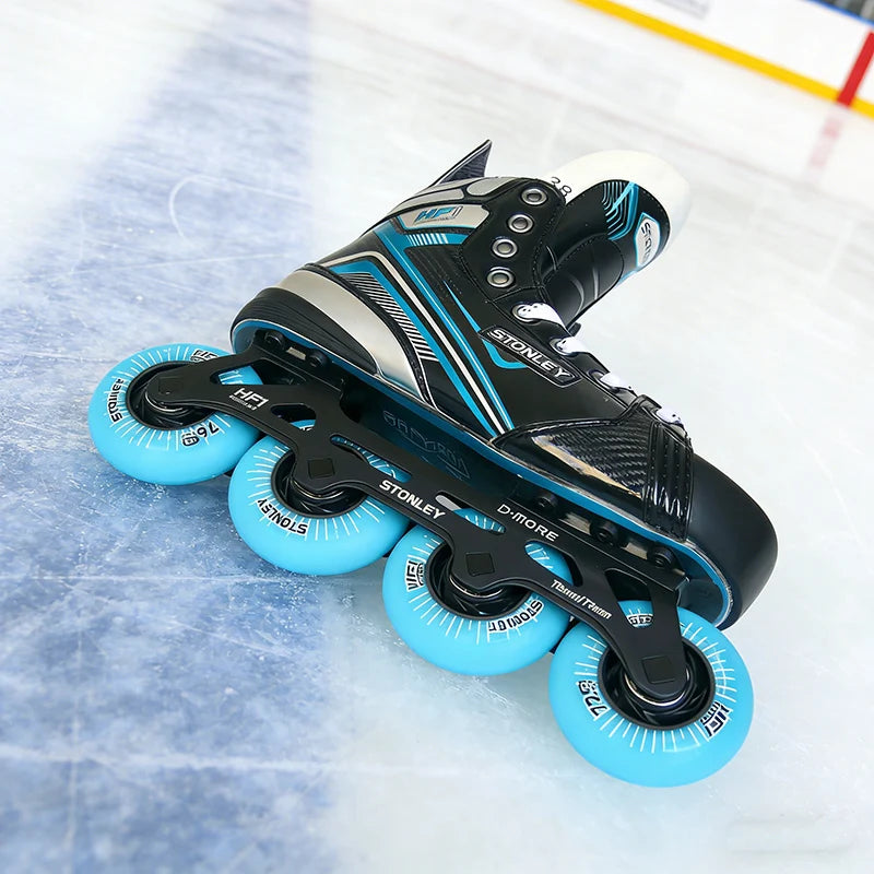 STANLEY HF1 High-quality Roller Inline Hockey Skates Hi-Lo Frames ABEC-9 Bearing 76A PU Wheels
