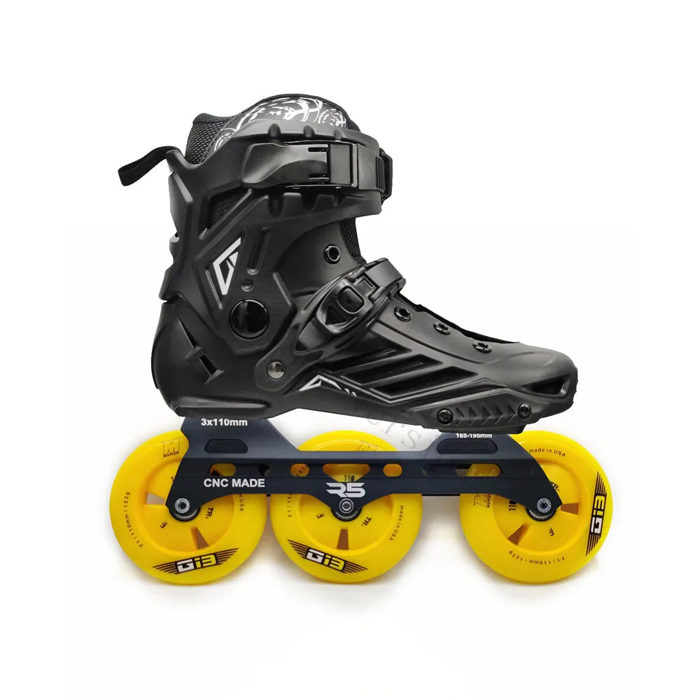 Premium Adult 3 Wheel Inline Skates – R5 110mm Speed Roller Blades for Street, Road & Outdoor Skating