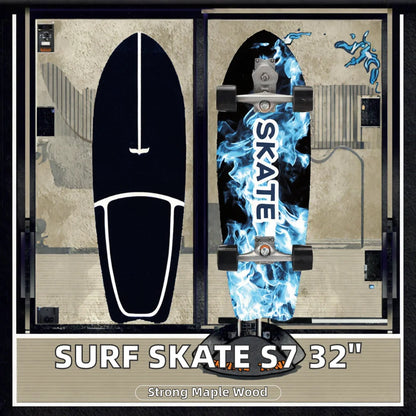 S7 Surf Skate 32-Inch Maple Longboard, 9.5-Inch Wide Cruiser Skateboard