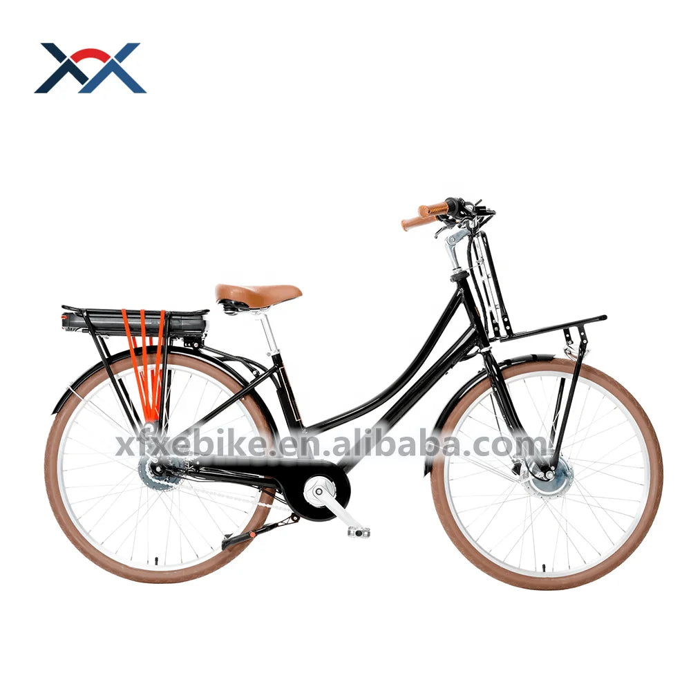 Vintage Women’s Electric City Bike, 36V 14.5Ah Lithium Battery, 250W Motor, Disc Brakes & Rear Carrier