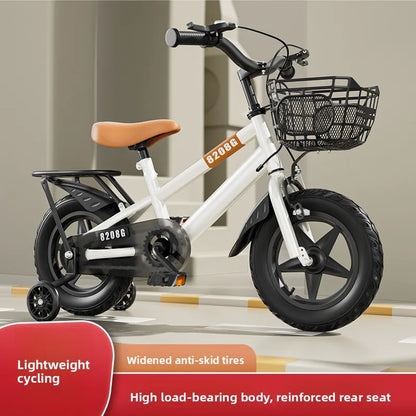 Children's Bicycle for Ages 12-14 with Training Wheels Front Basket 12-Inch Wheel No Gears