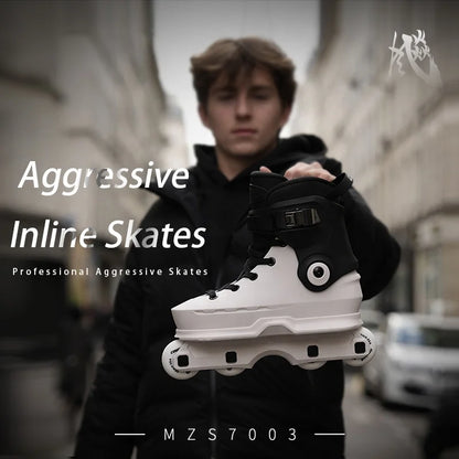 Aggressive Inline Skates for Adults – Hard Shell Freestyle Roller Blades with Smooth PU Wheels for Street & Urban Skating