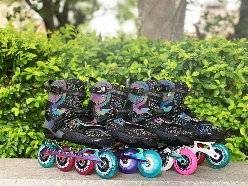 Professional Carbon Fiber Adult Inline Skates – Slalom Roller Blades with Carbon Cuff for Freestyle & Urban Skating