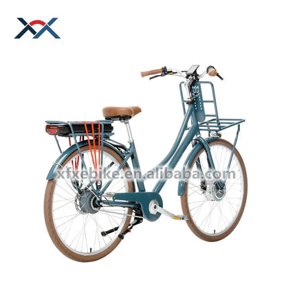 Vintage Women’s Electric City Bike, 36V 14.5Ah Lithium Battery, 250W Motor, Disc Brakes & Rear Carrier