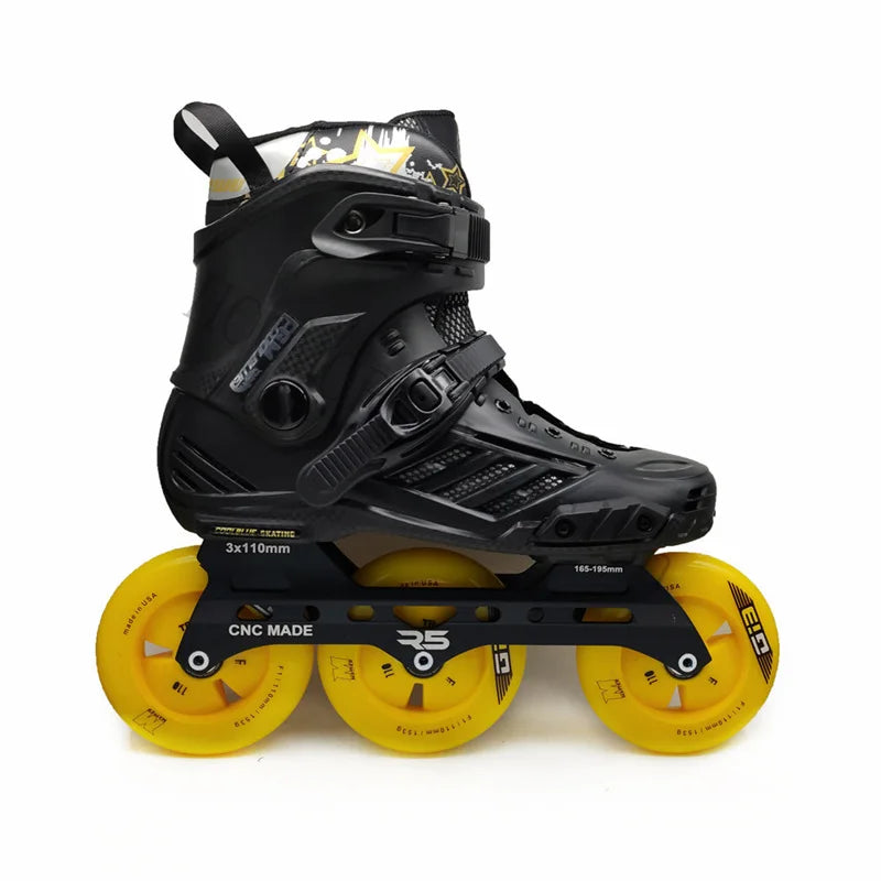 Premium Adult 3 Wheel Inline Skates – R5 110mm Speed Roller Blades for Street, Road & Outdoor Skating