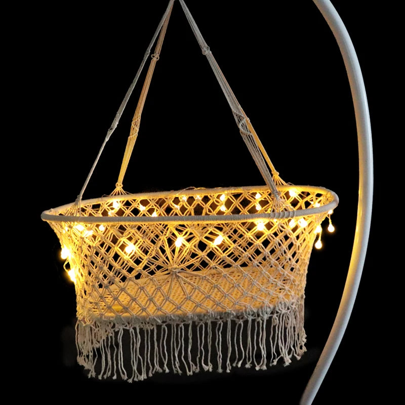 Children's Hammock Garden Swing with Light String
