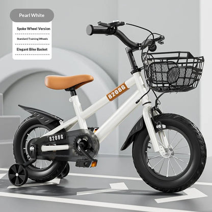 Children's Bicycle for Ages 12-14 with Training Wheels Front Basket 12-Inch Wheel No Gears