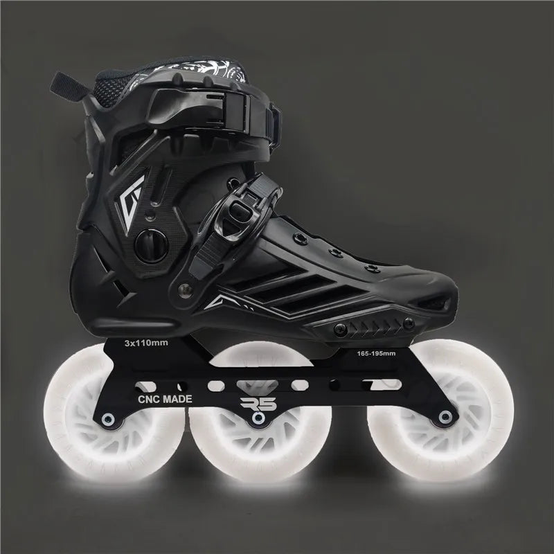 Premium Adult 3 Wheel Inline Skates – R5 110mm Speed Roller Blades for Street, Road & Outdoor Skating