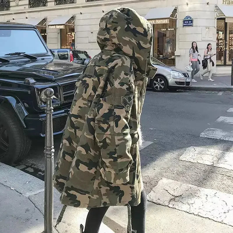 Women's Cold Resistant Camouflage Cotton Jacket for Camping