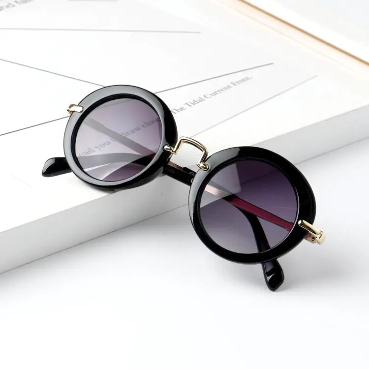 Kids' Retro Round Metal Sunglasses for Children