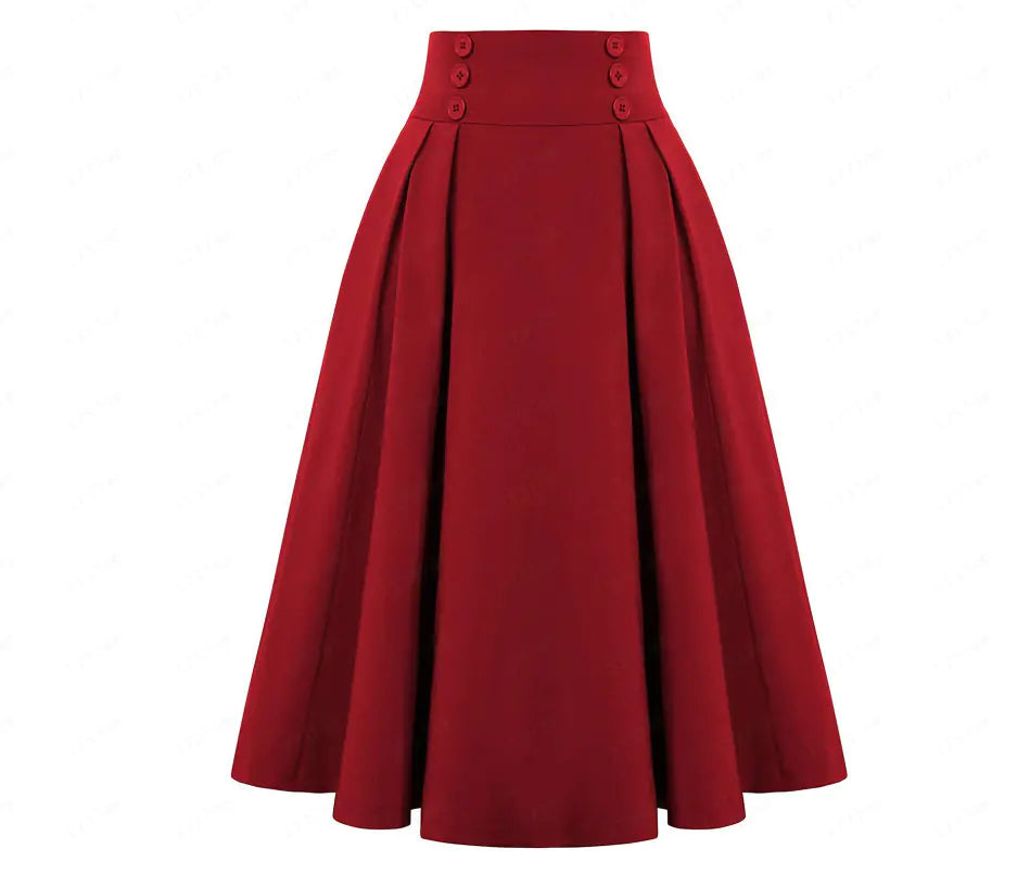 Chic High-Waist Pleated Skirt with Pockets