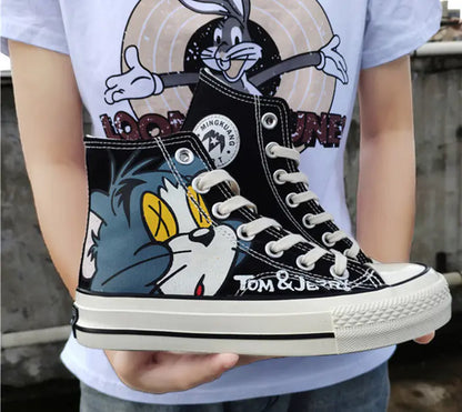 Summer Kids Canvas High-Top Shoes - Tom and Jerry Design