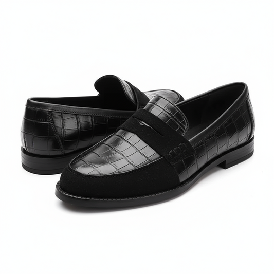 Women's Comfortable Pure Black Leather All-Match Shoes