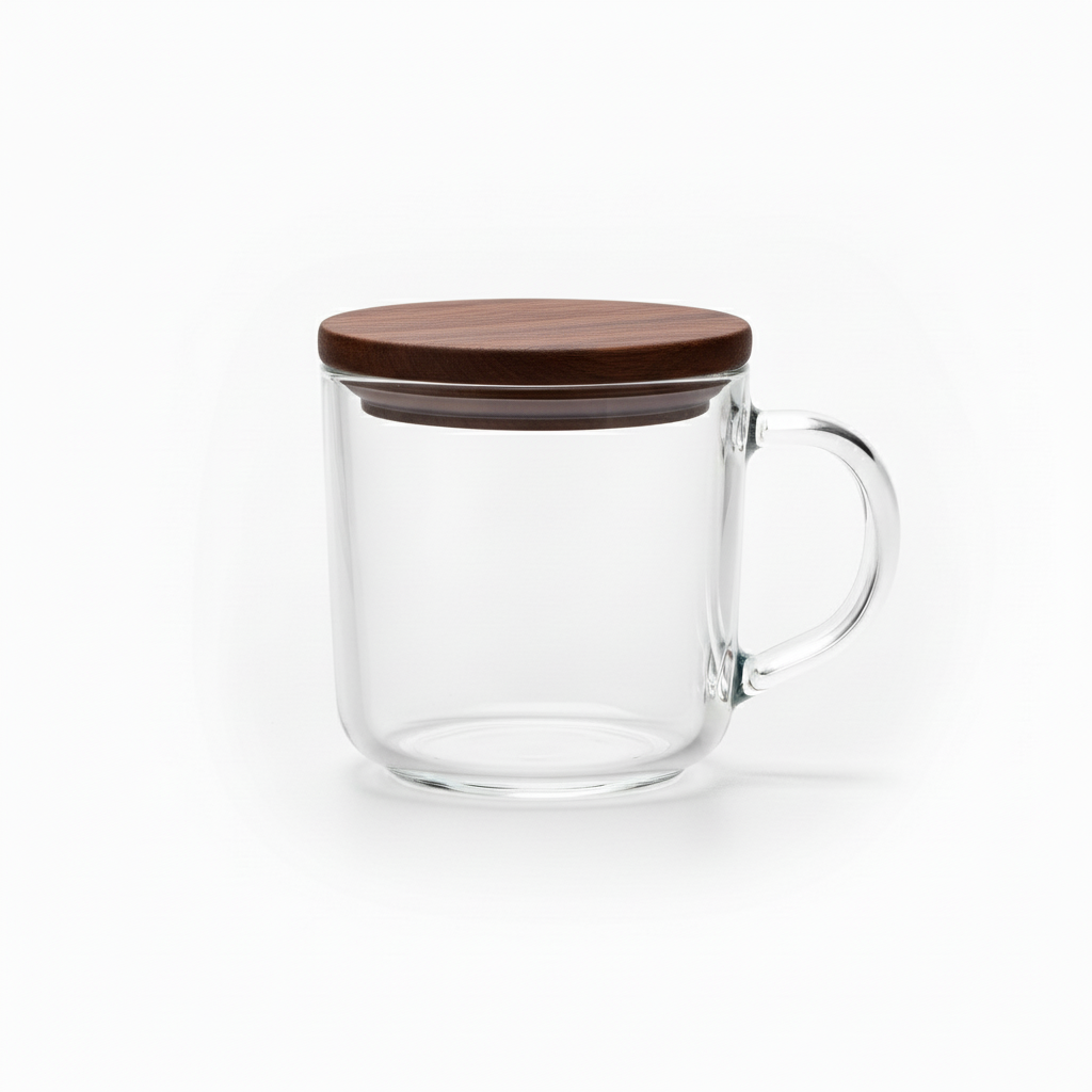 Acacia Lid 20oz Glass Coffee Mugs - Set of 2