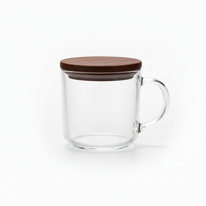 Acacia Lid 20oz Glass Coffee Mugs - Set of 2