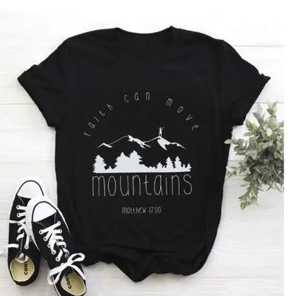 Unisex Cotton Summer Tees with Faith & Mountains