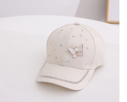 Girls' Pearl Butterfly Baseball Cap for Ages 2-6