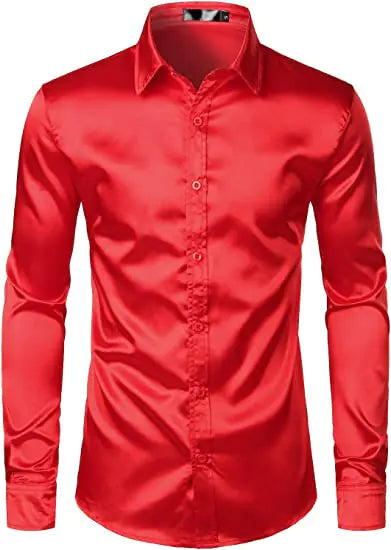 Men's Shiny Disco Short Sleeve Shirt for Casual Wear