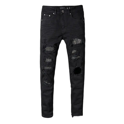 Black Cat Whiskered Denim Jeans