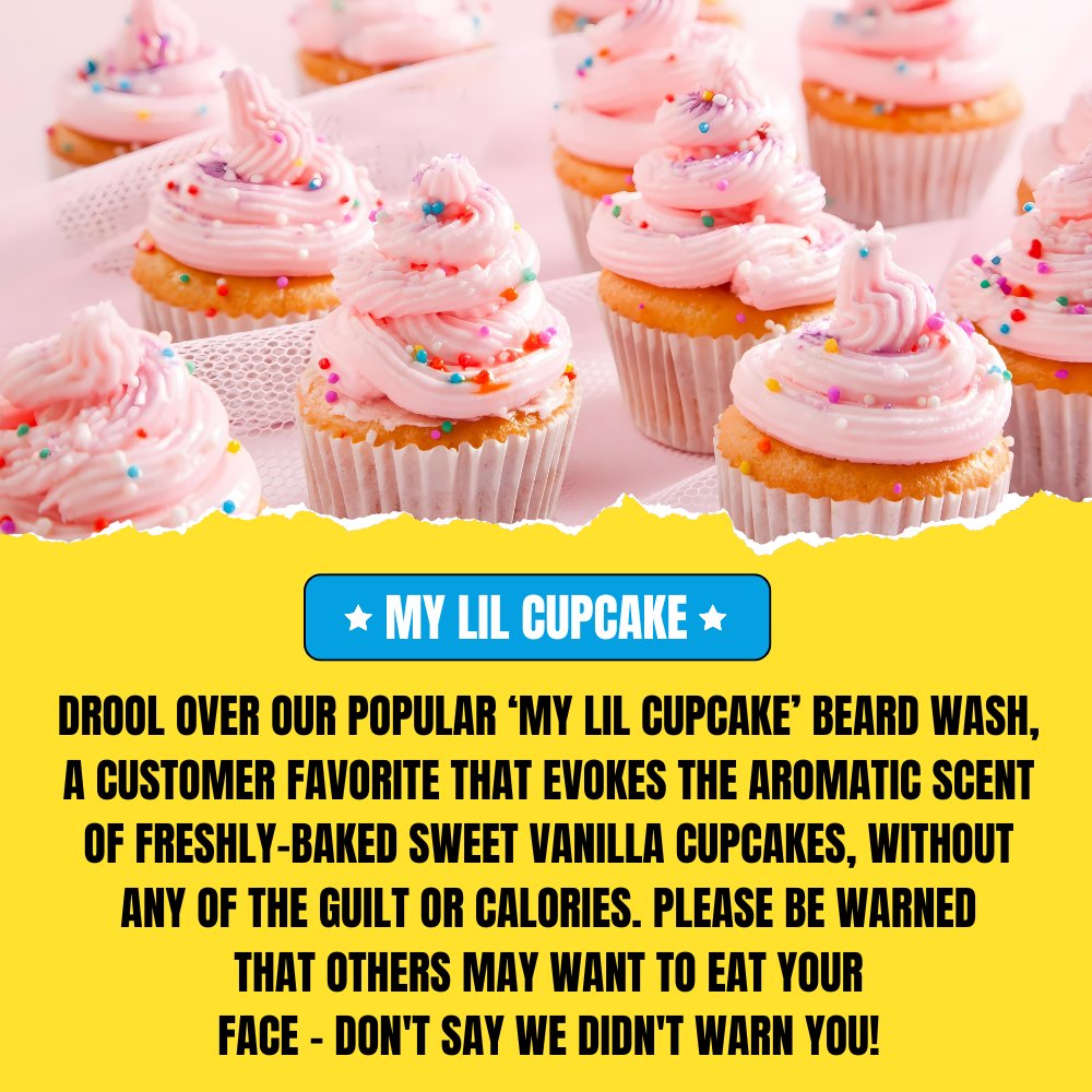 My Lil Cupcake Beard Wash (150ml) – Sweet Vanilla Cupcake with Creamy Buttercream Scent | Gentle Beard Shampoo & Cleanser
