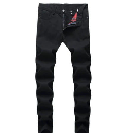 Men's Slim Fit Black Nail Straight Tube Jeans