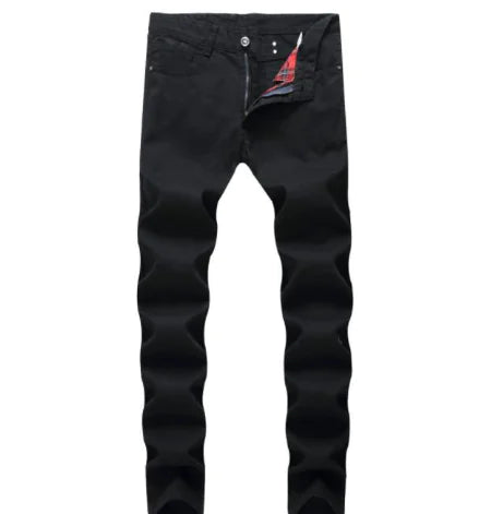 Men's Slim Fit Black Nail Straight Tube Jeans