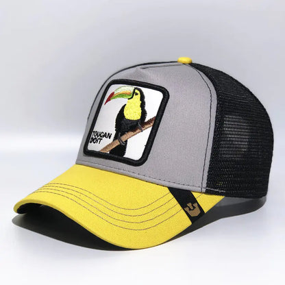 Embroidered Toucan Baseball Cap - Animal Mesh Hat