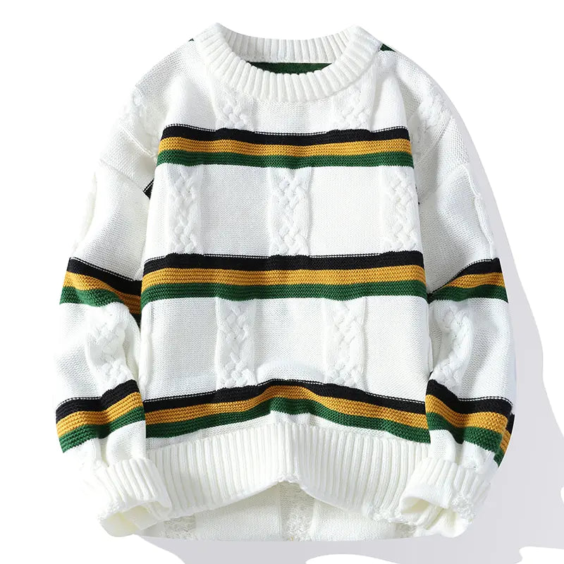 Men's High Elastic Knitted Stripe Sweater