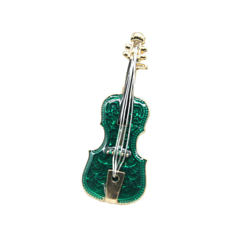 Violin Brooch with Alloy Enamel Design