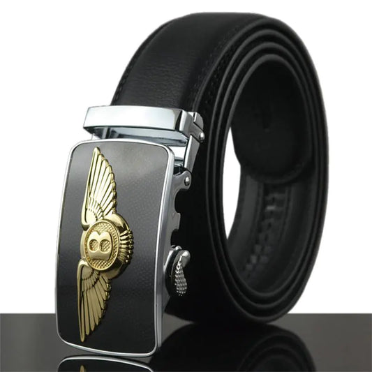 Sleek Men's Leather Belt with Card Holder
