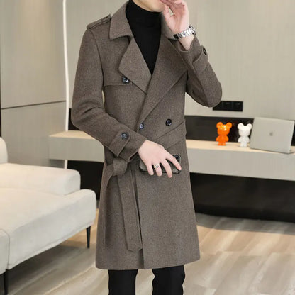 Men's Handmade Double-Sided Woolen Coat for Fall/Winter