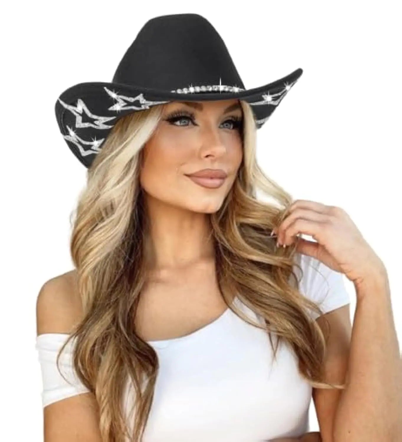 Women's Starry Rhinestone Fedora Cowboy Hat