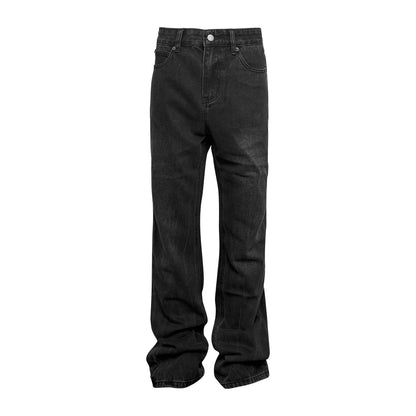 Washed Black Cracked Fit Denim Trousers