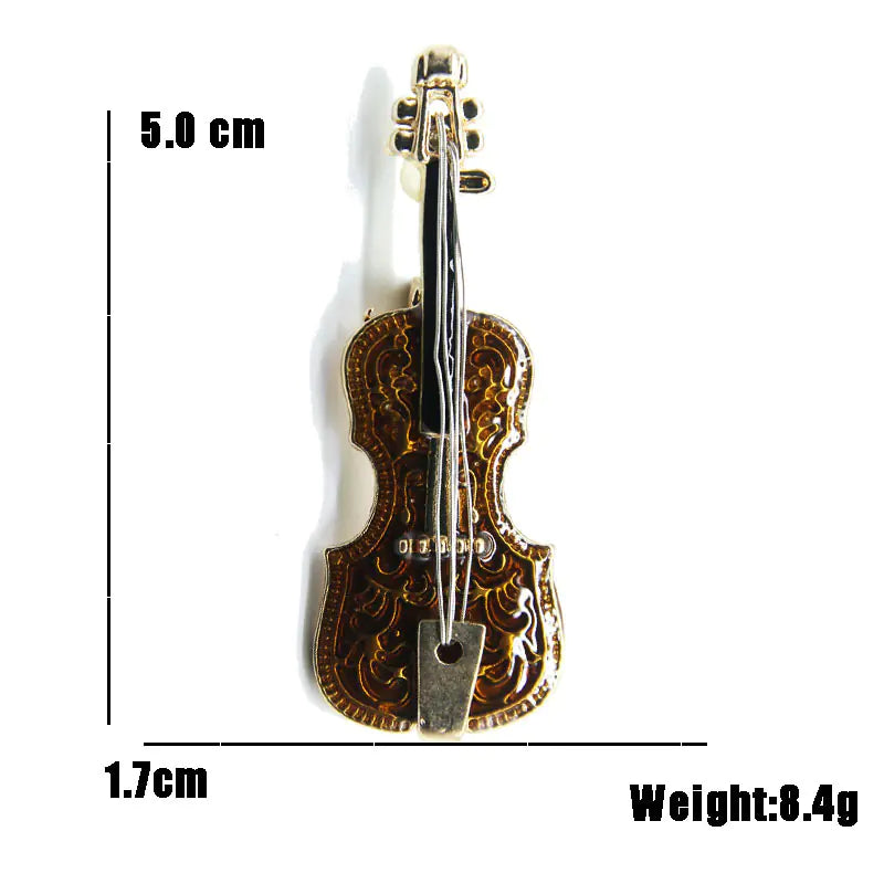Violin Brooch with Alloy Enamel Design