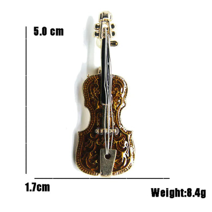 Violin Brooch with Alloy Enamel Design