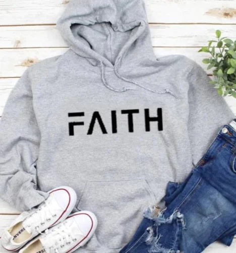 Casual Faith Print Hoodie