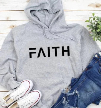 Casual Faith Print Hoodie