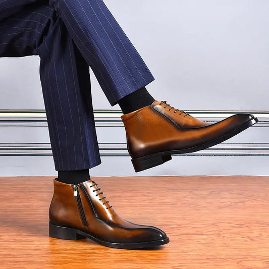 Men's Genuine Leather Pointed Toe Dress Shoes